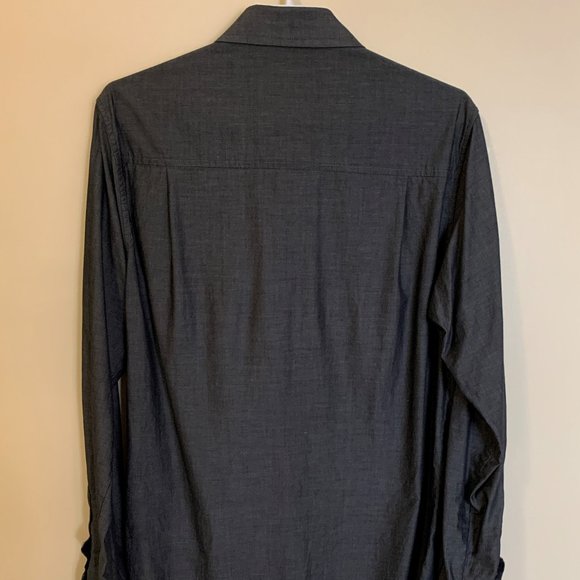 MG Black Men's Shirt Button Down Collar Military Style Size Medium 100% Cotton - Picture 3 of 10